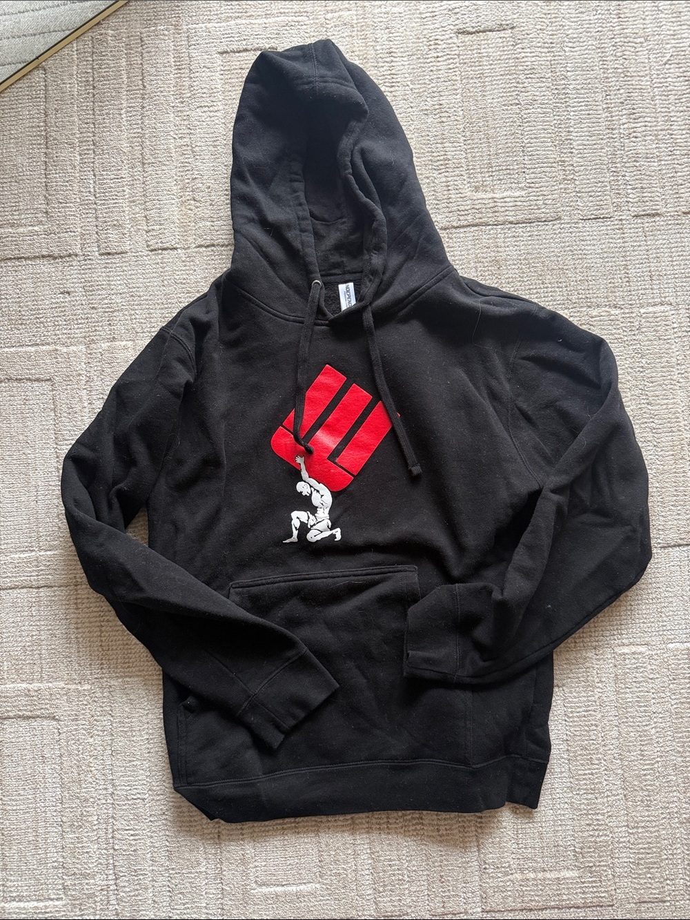 Black Men's Pullover Hoodie with Red Graphic